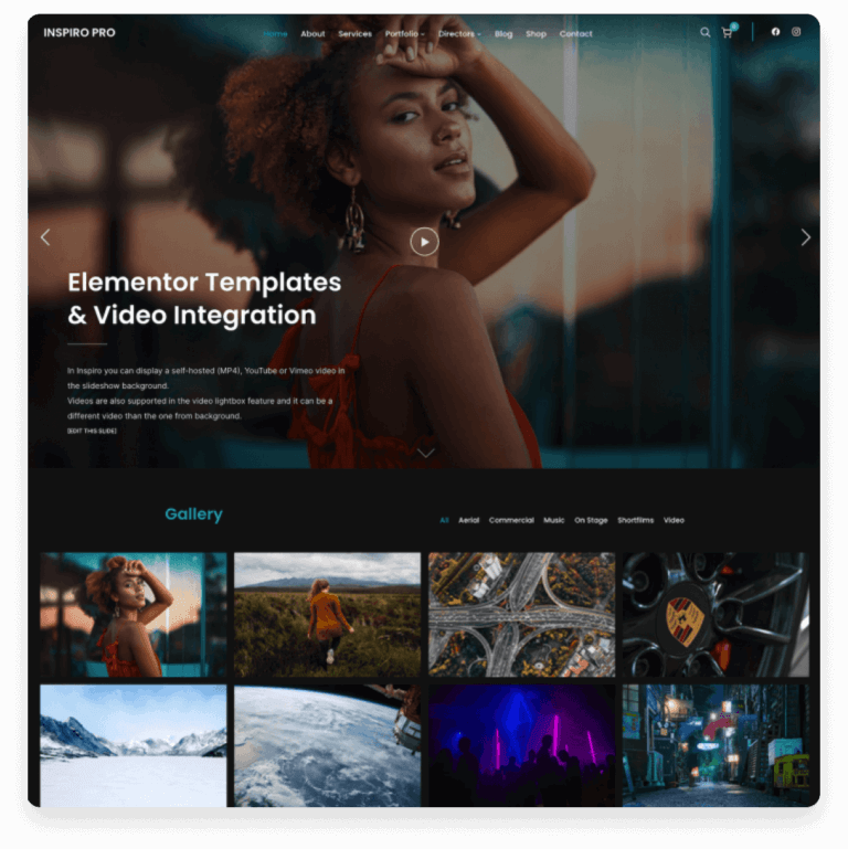 Inspiro - Video & Photography Theme For WordPress